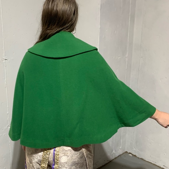 Vintage Wool Button Up Cape, 3/4 Length Sleeves, OSFM, Made in Australia - Picture 3 of 8